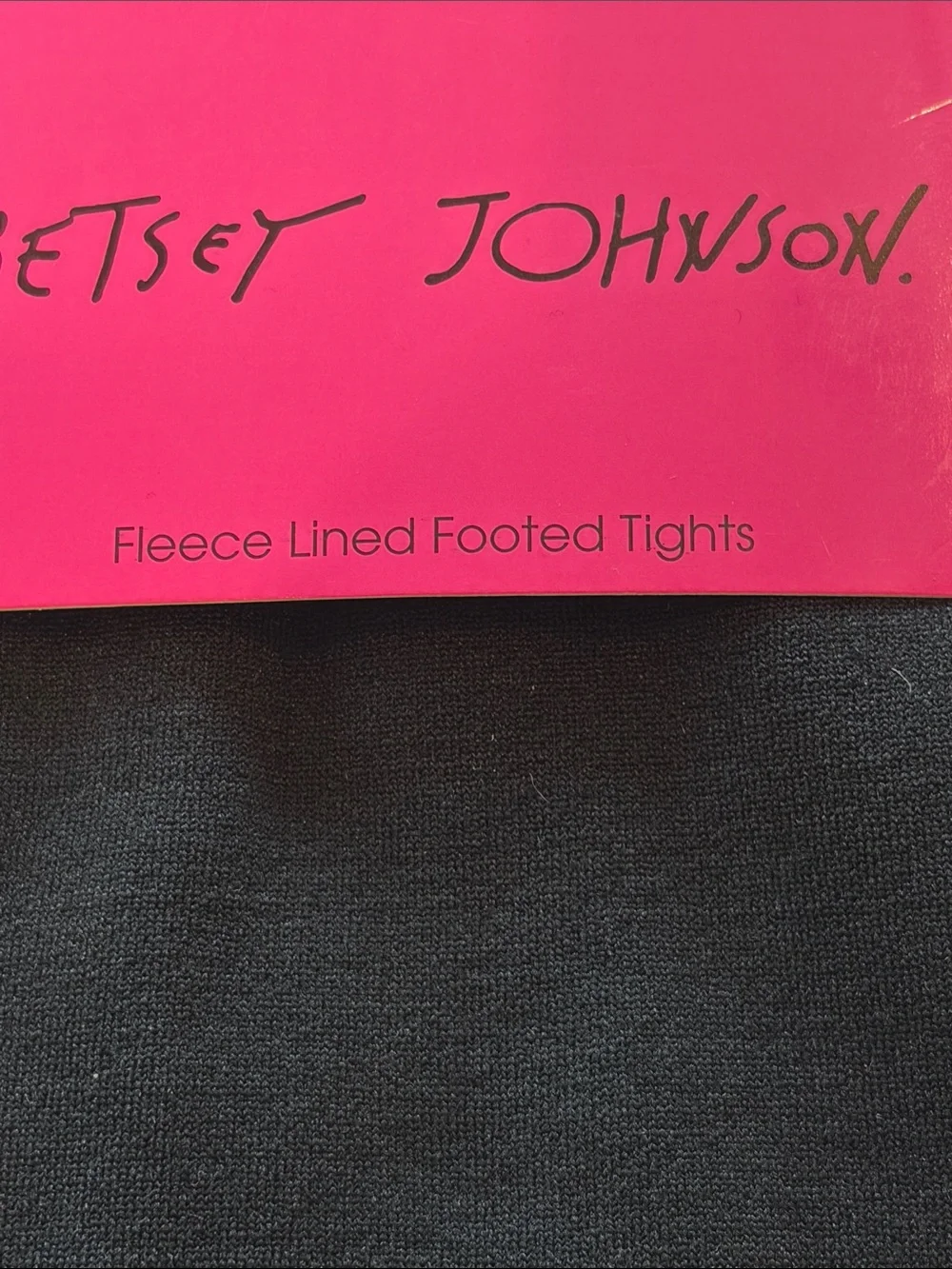 Betsy Johnson Fleece Lined Footed Black Tights XL New!